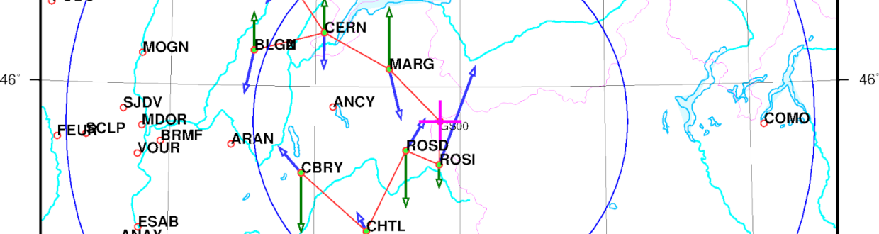 Illustration du Calcul en Ligne différentiel appliqué à un fichier d’observation GNSS dans les Alpes.