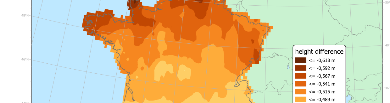Carte des écarts entre IGN69 et EVRF2019
