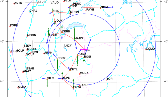 Illustration du Calcul en Ligne différentiel appliqué à un fichier d’observation GNSS dans les Alpes.