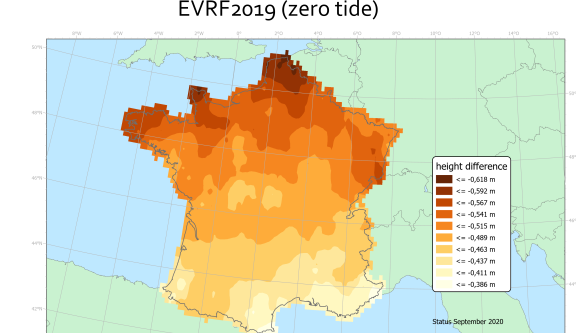 Carte des écarts entre IGN69 et EVRF2019