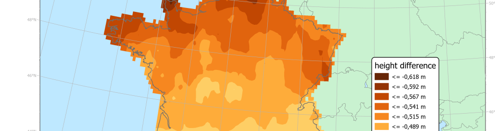Carte des écarts entre IGN69 et EVRF2019